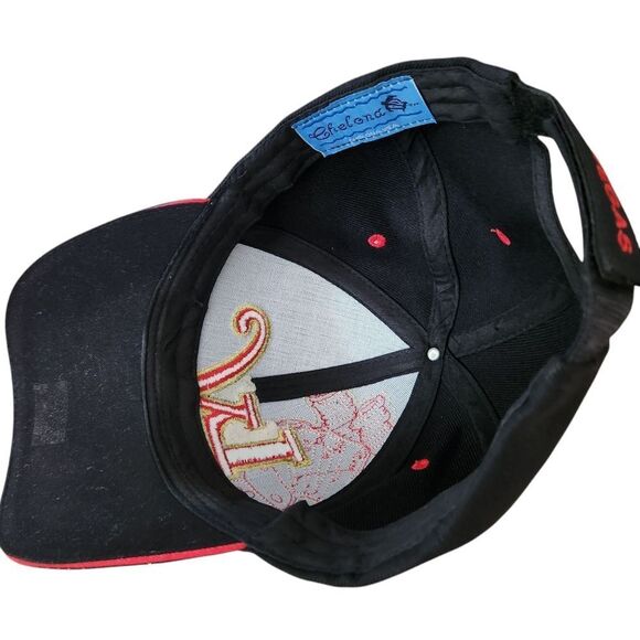 Chelona Baseball Cap Black With Red & Gold LV Las Vegas Embroidery Adjustable - Picture 5 of 6